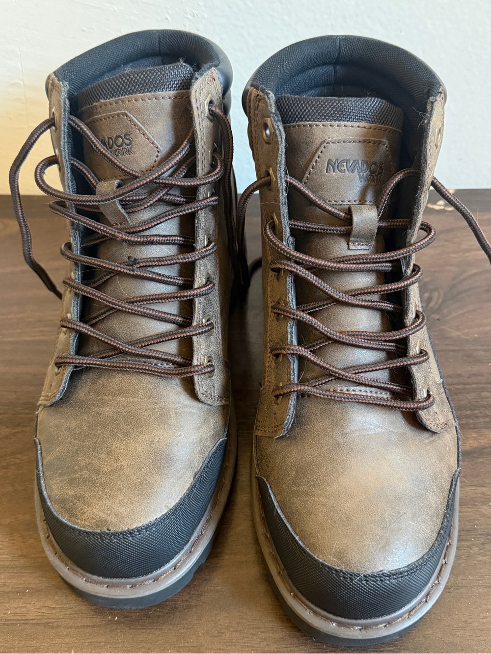 Nevados Work Men’s Honcho Steel Toe Work Boots Size 7 M Brown Faux Leather